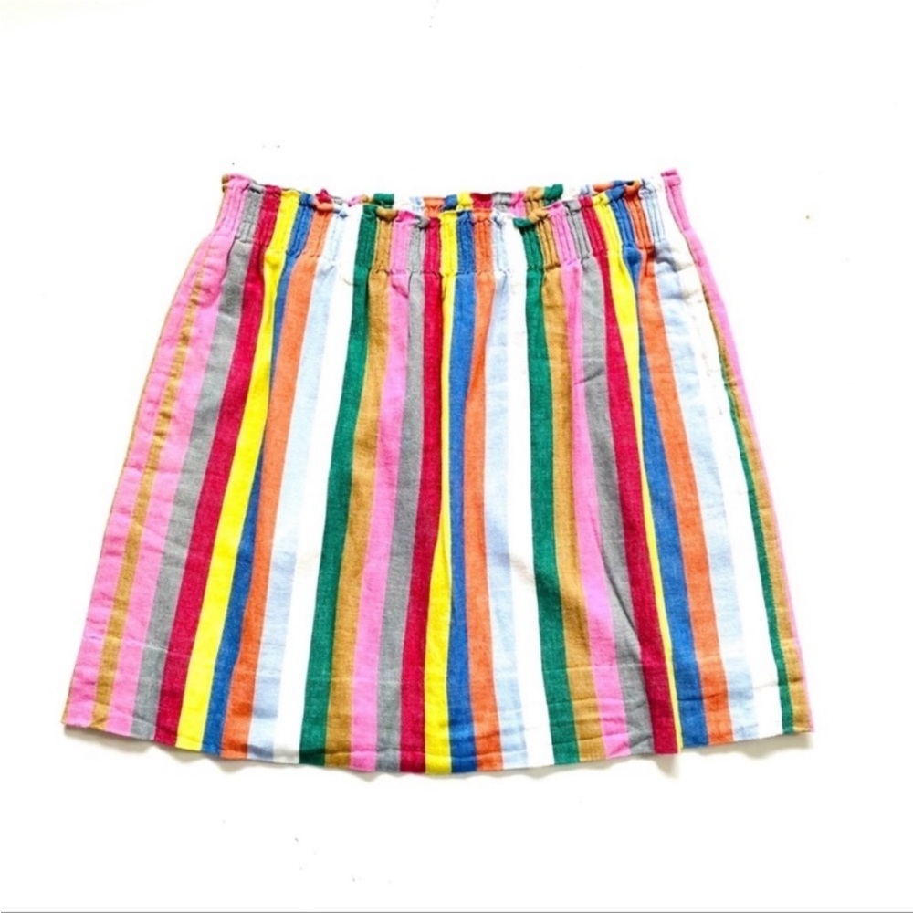 J. Crew Rainbow Stripe City Mini Sidewalk Linen Blend Skirt Size 8 - Picture 5 of 9